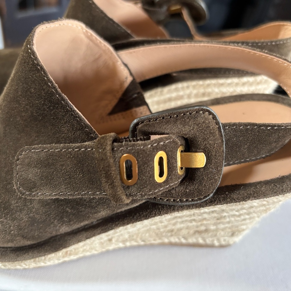 Veronica Beard Suede Espadrille Wedge in Military Green. Size 9M. Worn twice. - Picture 4 of 8